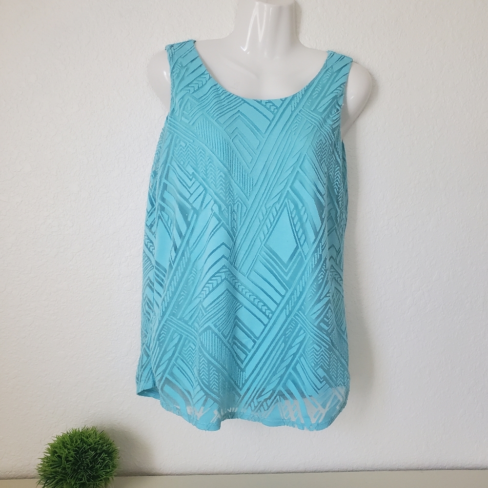 Teal Sleeveless Double Layer Tank